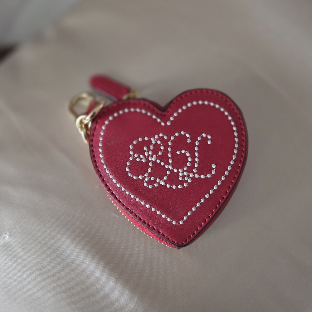 Ralph Lauren Red Heart Coin Pouch with Gold Hardware